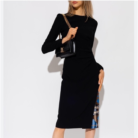 Burberry Aurora Ruched Long Sleeve Midi Dress. NWT. Size 4 - Picture 1 of 16
